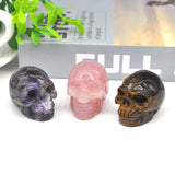 1.5" Skull Statue Natural Crystal Point Wand Reiki Gem Figurine Healing Stone Tower Energy Polished Crafts Lucky Home Decoration