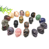 1.5" Skull Statue Natural Crystal Point Wand Reiki Gem Figurine Healing Stone Tower Energy Polished Crafts Lucky Home Decoration