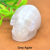 1.5" Skull Statue Natural Crystal Point Wand Reiki Gem Figurine Healing Stone Tower Energy Polished Crafts Lucky Home Decoration