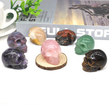 1.5" Skull Statue Natural Crystal Point Wand Reiki Gem Figurine Healing Stone Tower Energy Polished Crafts Lucky Home Decoration