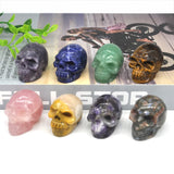 1.5" Skull Statue Natural Crystal Point Wand Reiki Gem Figurine Healing Stone Tower Energy Polished Crafts Lucky Home Decoration