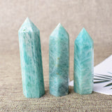 1PC Natural Amazonite Crystal Point Wand Meditation Healing Stone Home Decoration Reiki Energy Tower Mineral Ornament Gift