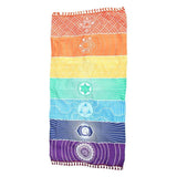 70cm*150cm Meditation Yoga Rug Towels Mexico Chakras Tassel Striped Floor Dorm Room Mat Tassel Tapestry Art Home Decoration