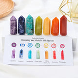 7pcs/box Natural Crystal Column 7 Chakras Crystal Raw Stone Ore Specimen DIY Single-pointed Hexagonal Column Set Box Kid's Gift