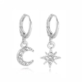 Star and Moon Drop Earrings